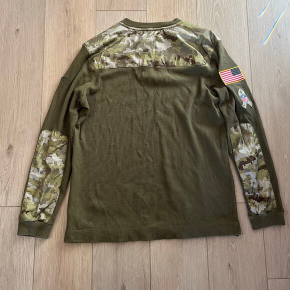 Nike Mens Pittsburgh Steelers Olive Salute To Service Henley Long Sleeve Sz L - Picture 2 of 10